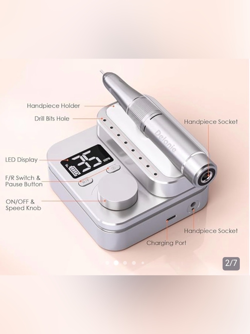 Professional Nail Drill Cordless Electric Nail File for Manicure